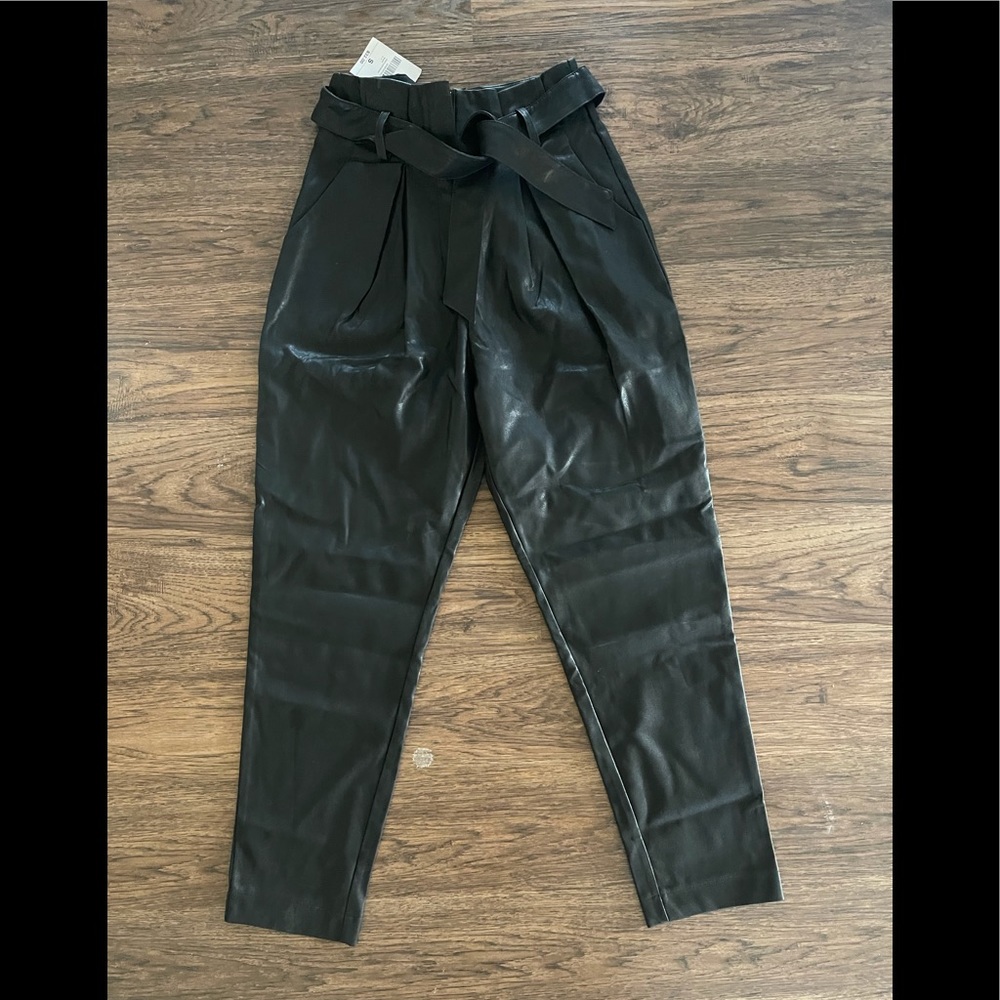 Brand new faux leather trouser with belt